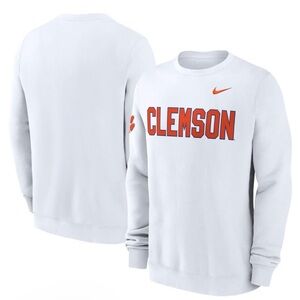 Nike White Sweatshirt with Orange Clemson Text